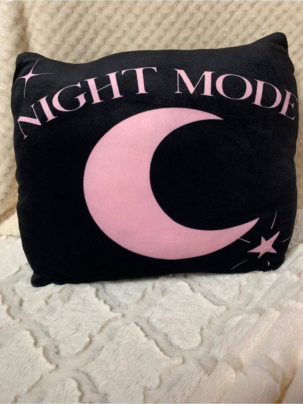 Night Mode Moon and Star Throw Pillow Black 10x13